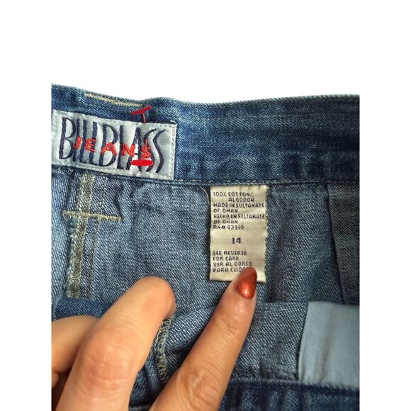 BILL BLASS Vintage 100% Cotton Pleated High Waist Mom Denim Shorts Size 14 NEW N - Picture 3 of 10
